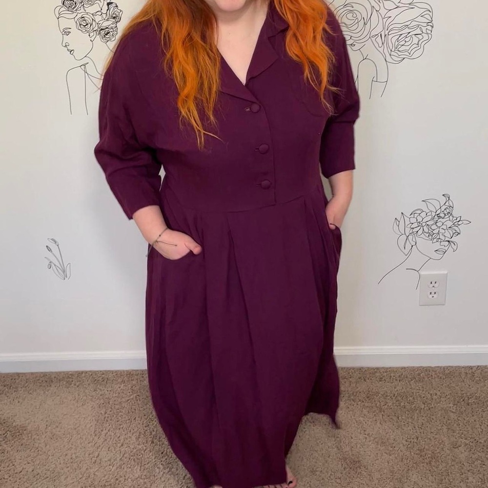 Vintage Purple 3/4 Sleeve Dress